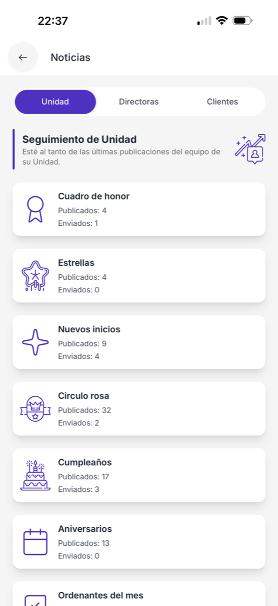 Noticias y seguimiento en la app