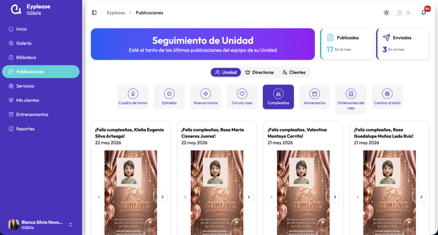 Seguimiento de Unidad con reconocimientos automáticos